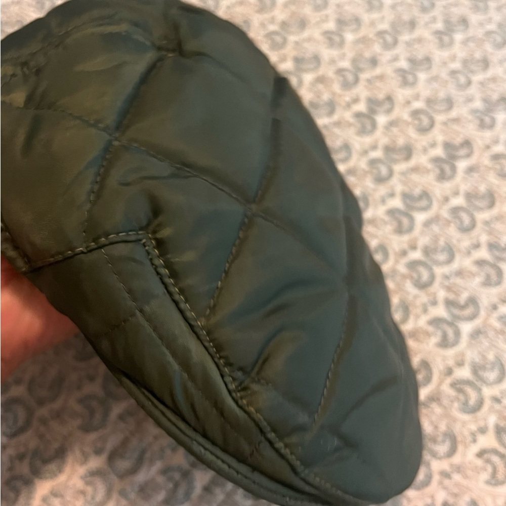Oxford Quilted Olive Green Cap with Brown Interior